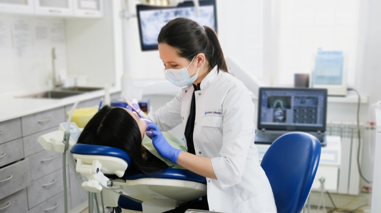 Dental care tools and equipment in a clean clinic setting